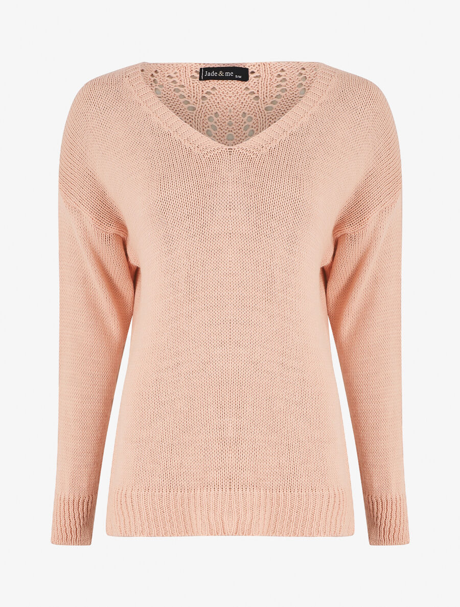 Pull droit dos stylisé - Rose - 4