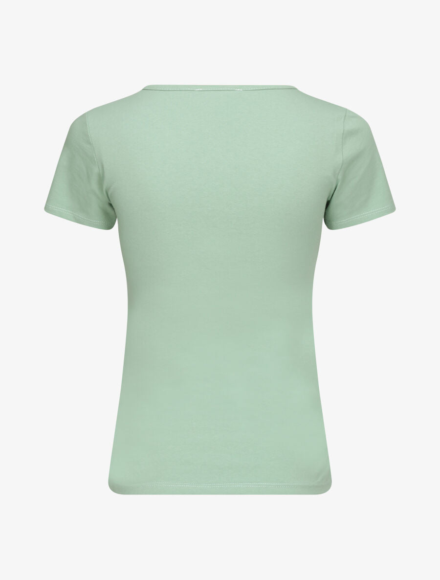 T-shirt à col V - Vert menthe - 2