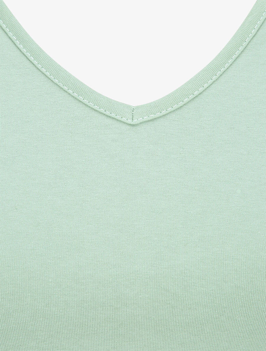 T-shirt à col V - Vert menthe - 3