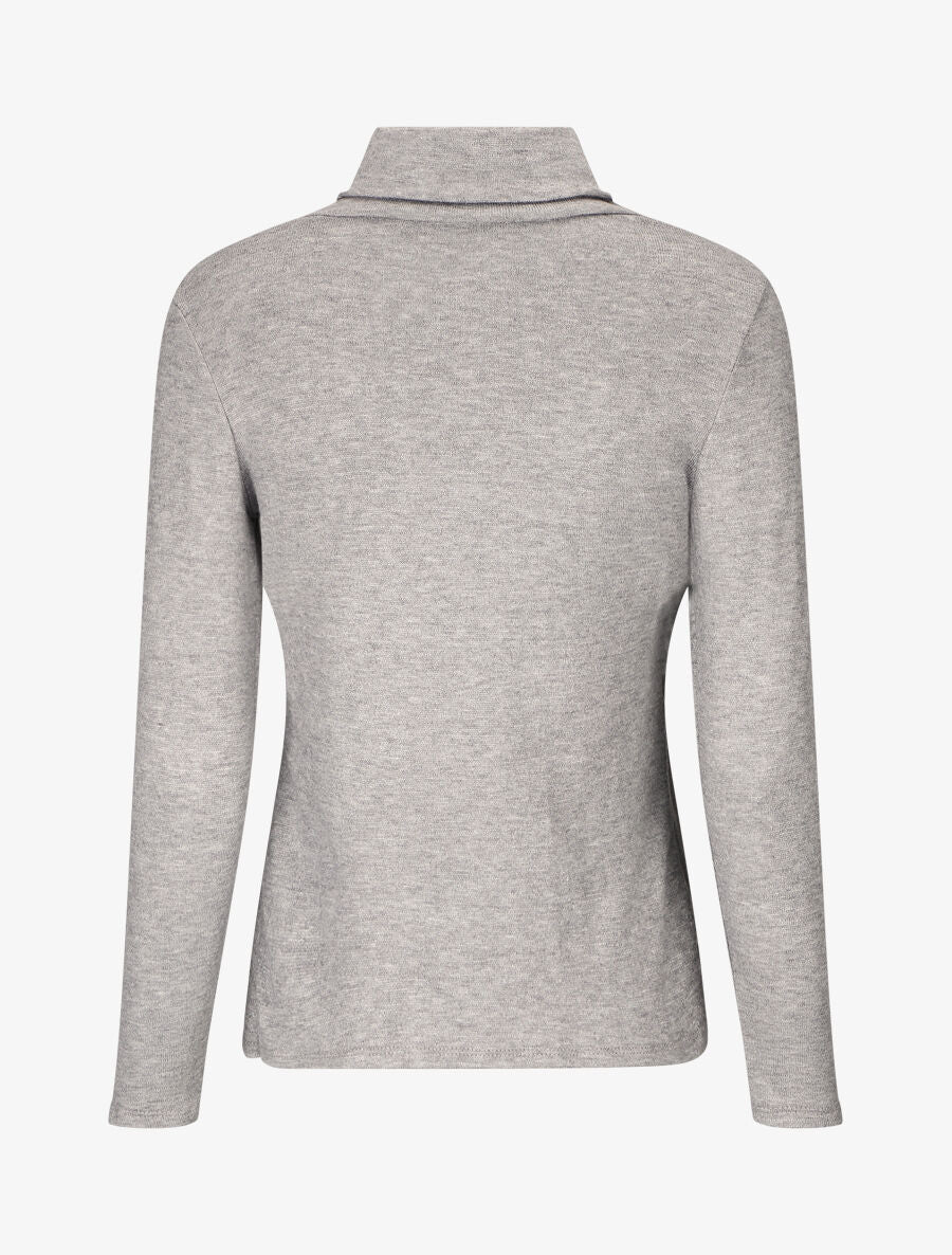 Pull col montant et crochet décoratif - Gris - 2
