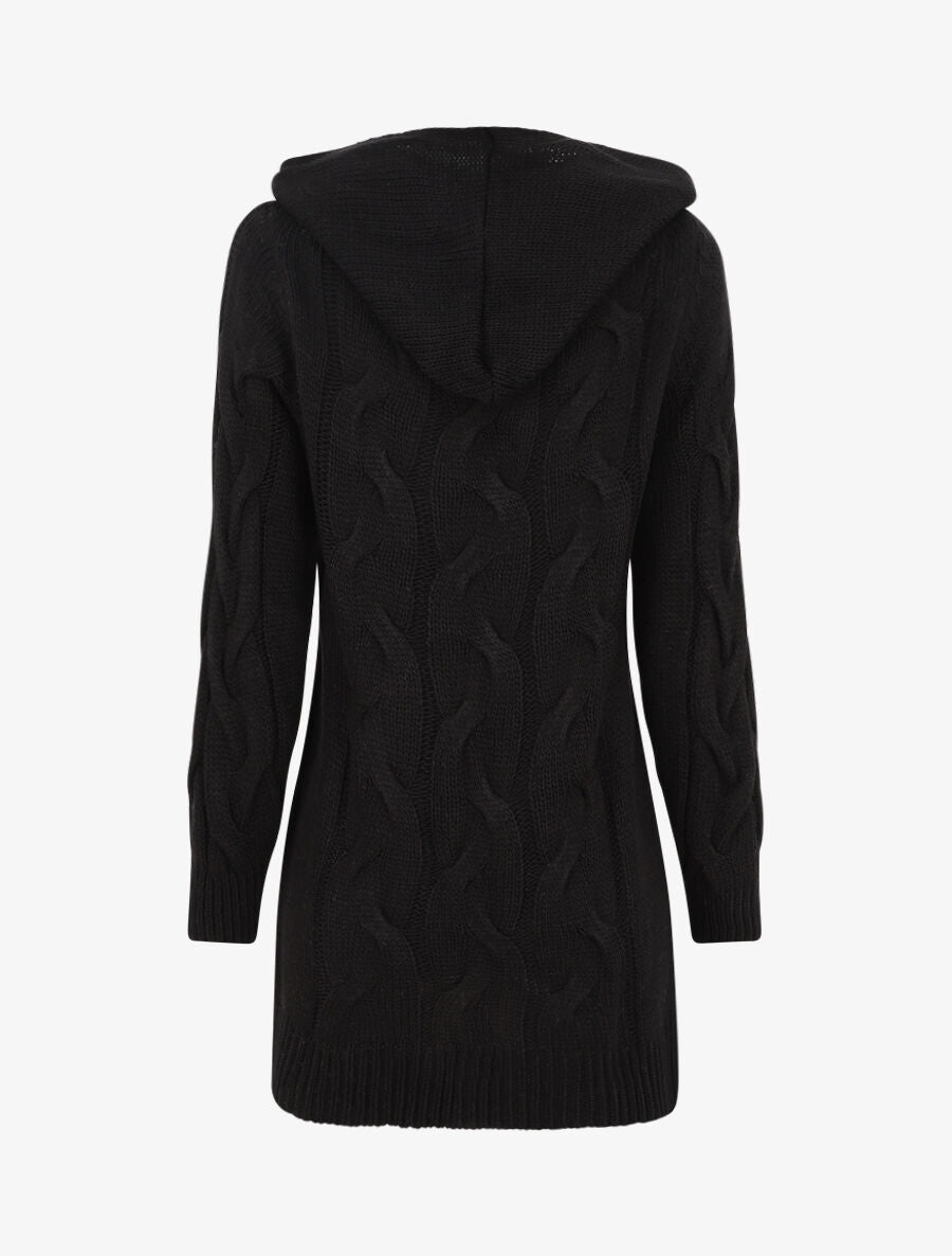 Gilet mi-long à capuche - Noir - 2