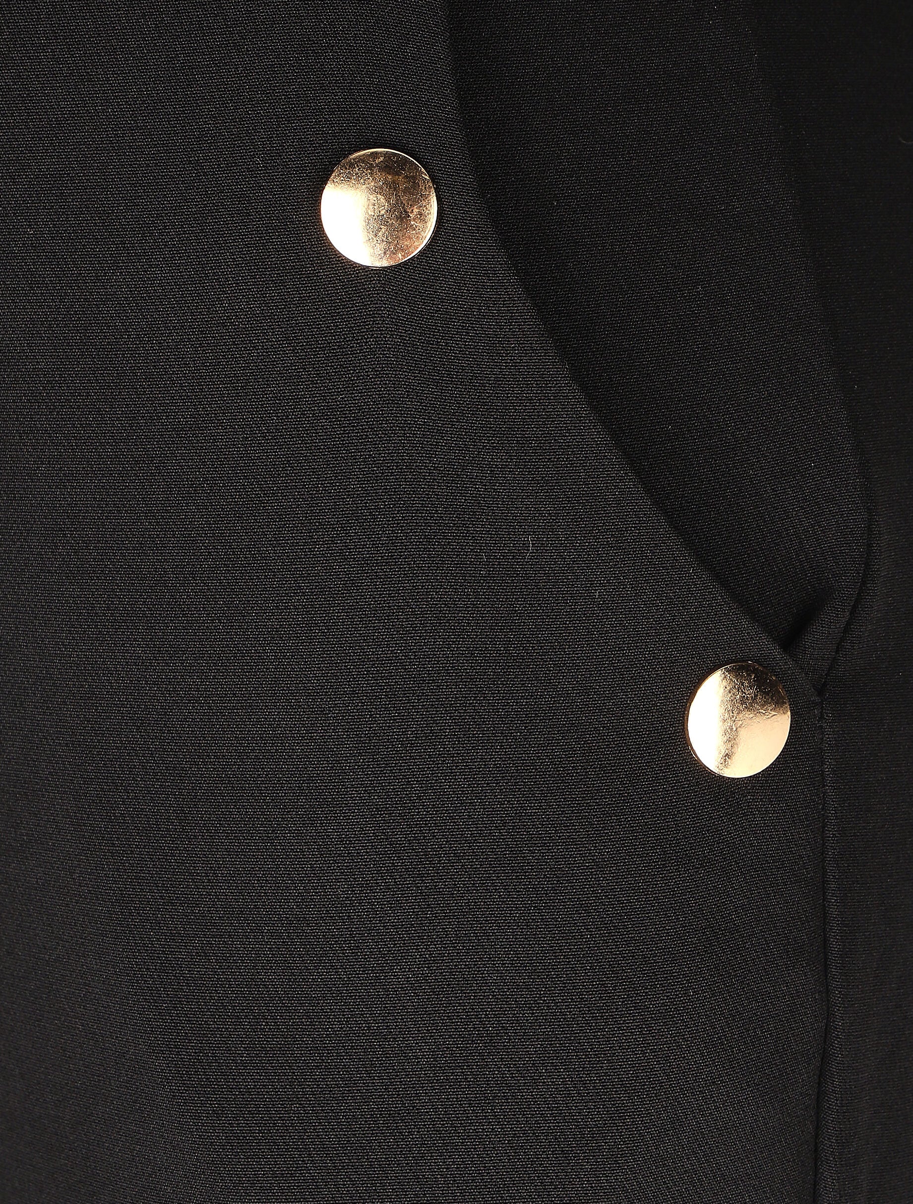 Pantalon droit à boutons décoratifs dorés - Noir - 3