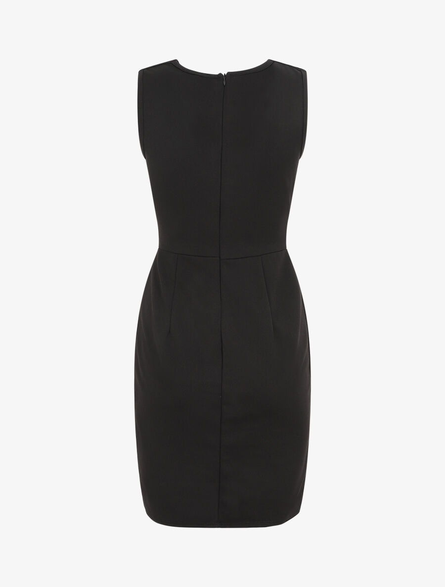 Robe unie sans manches à boutons - Noir - 2