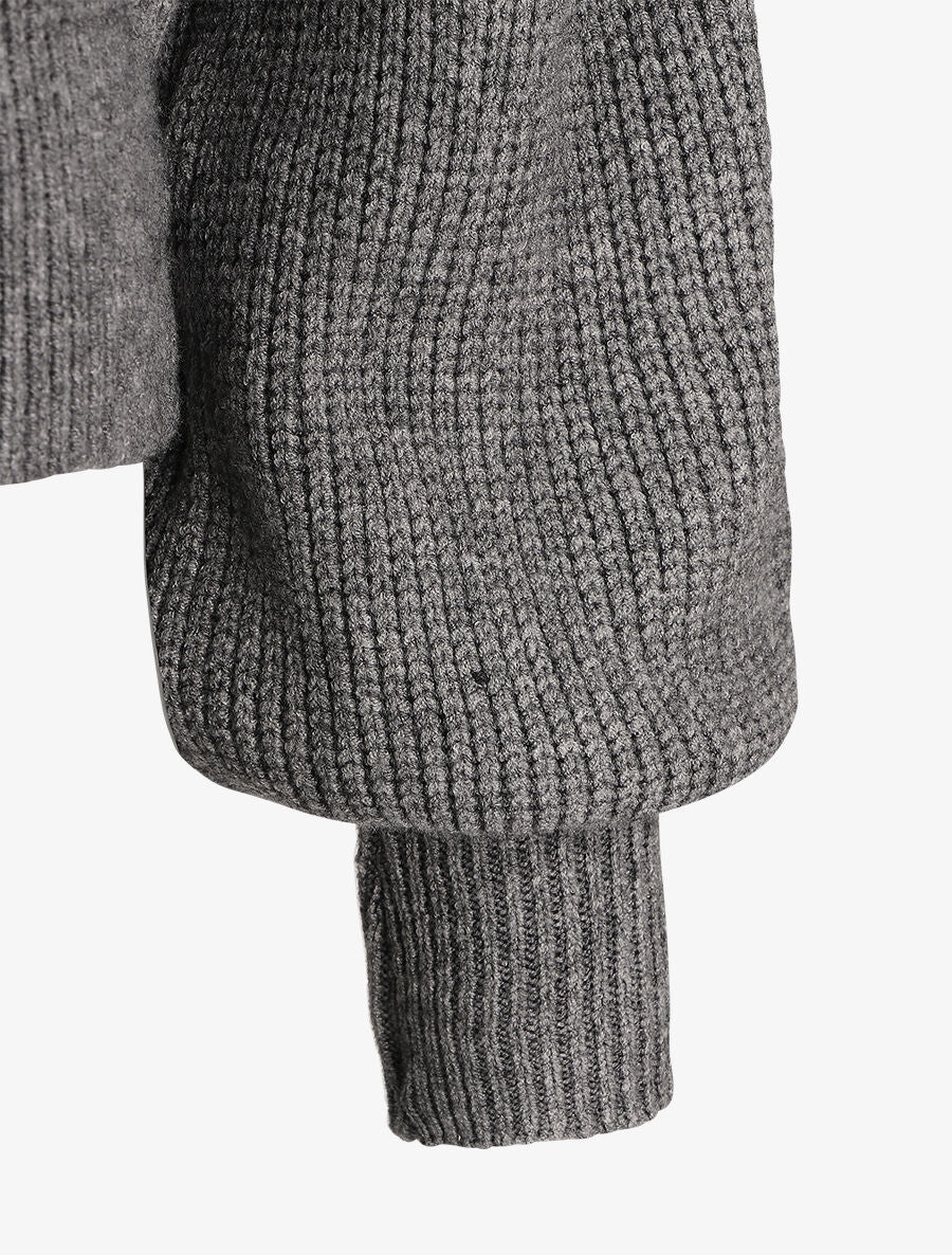 Gilet côtelé à col V - Gris - 3