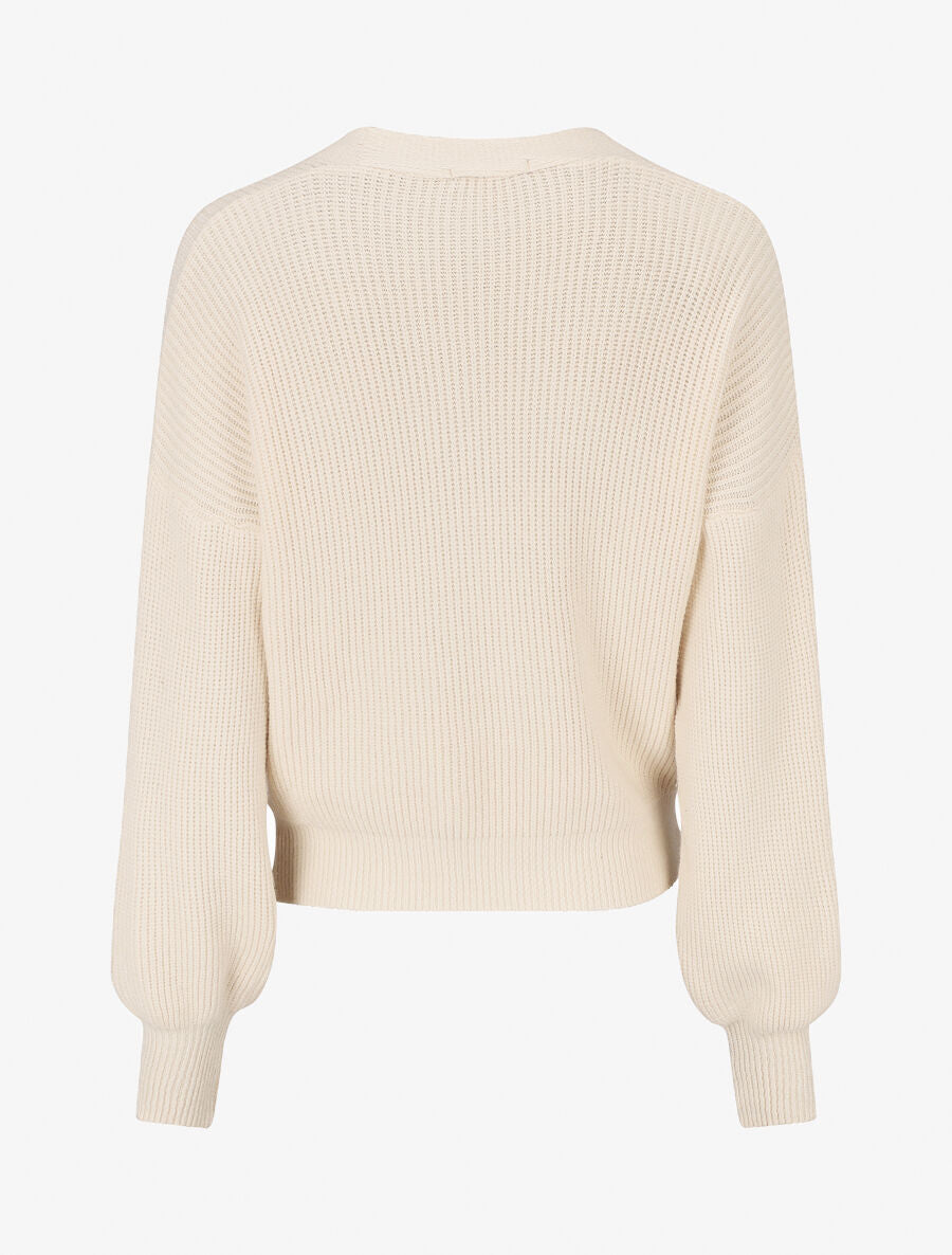 Gilet côtelé à col V - Beige - 2