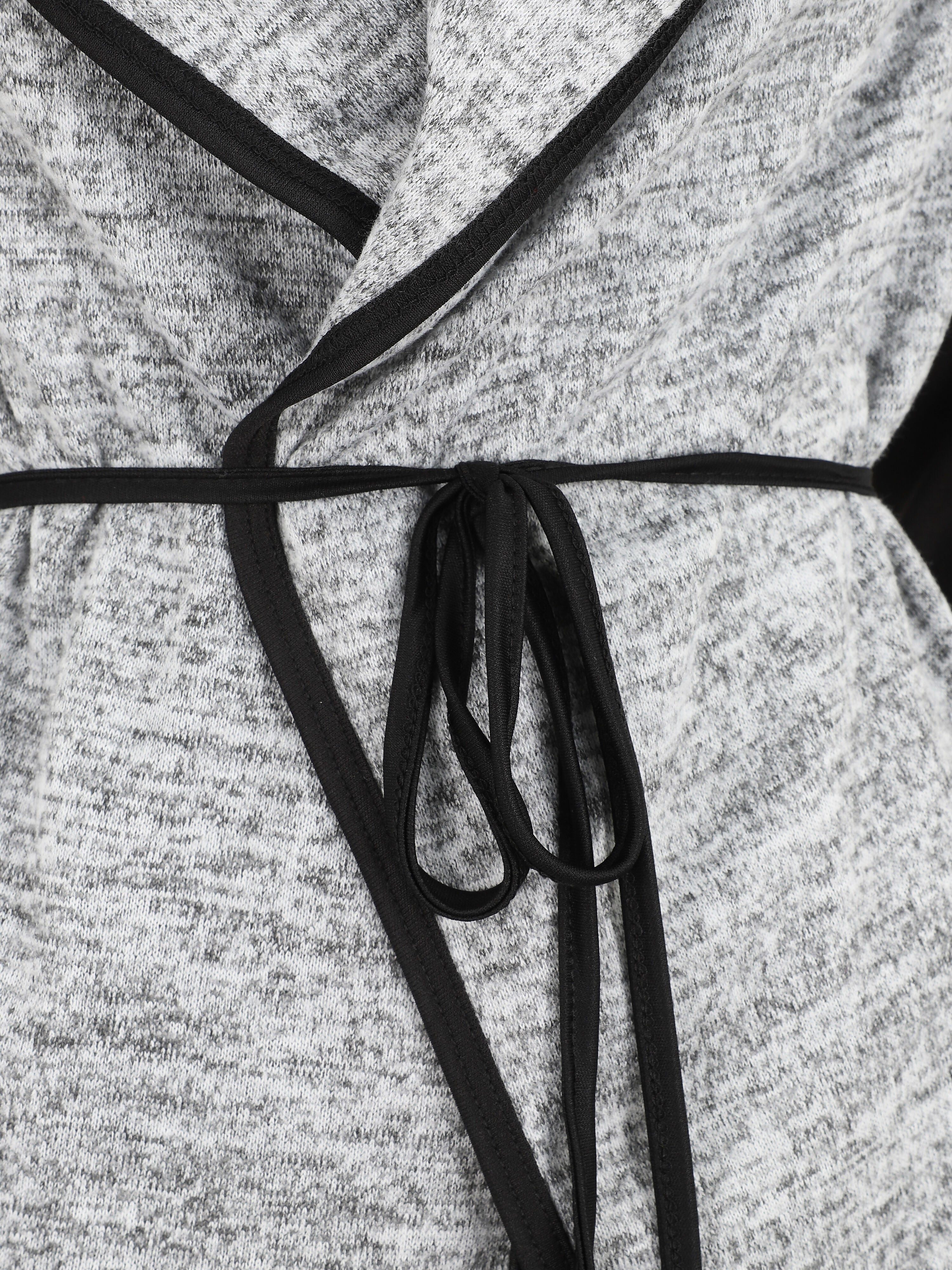 Gilet bi-matière col châle - Gris - 3