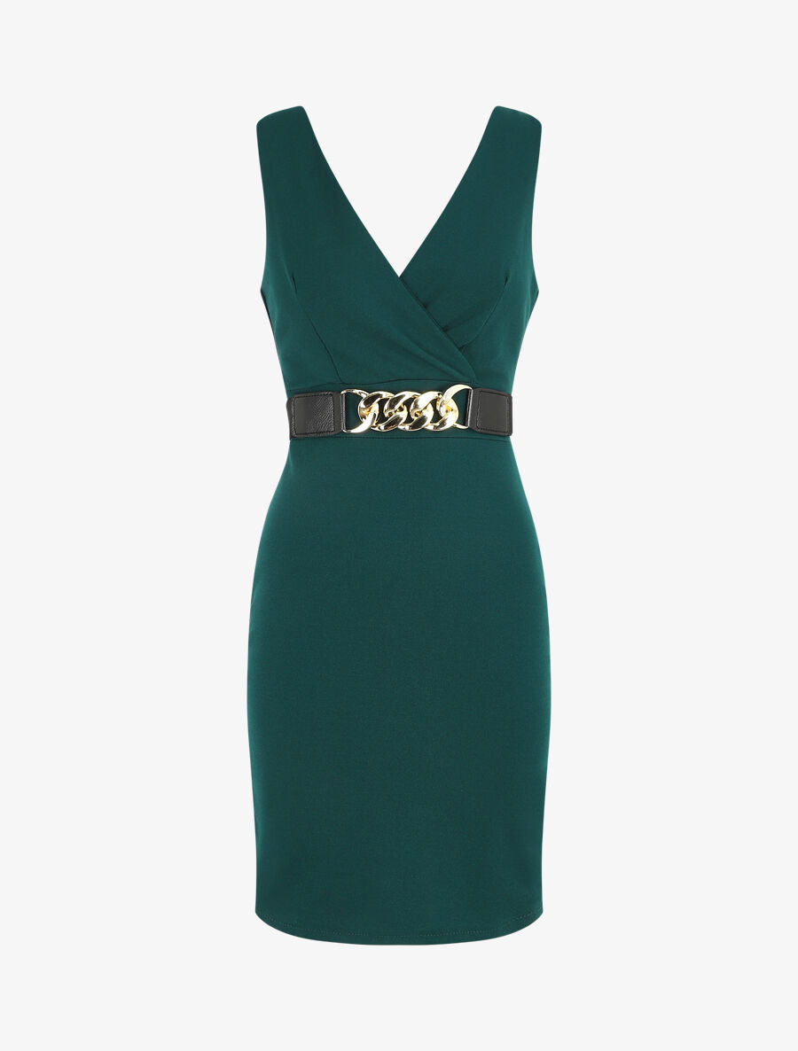 Robe courte ajustée sans manches - Vert sapin - 2