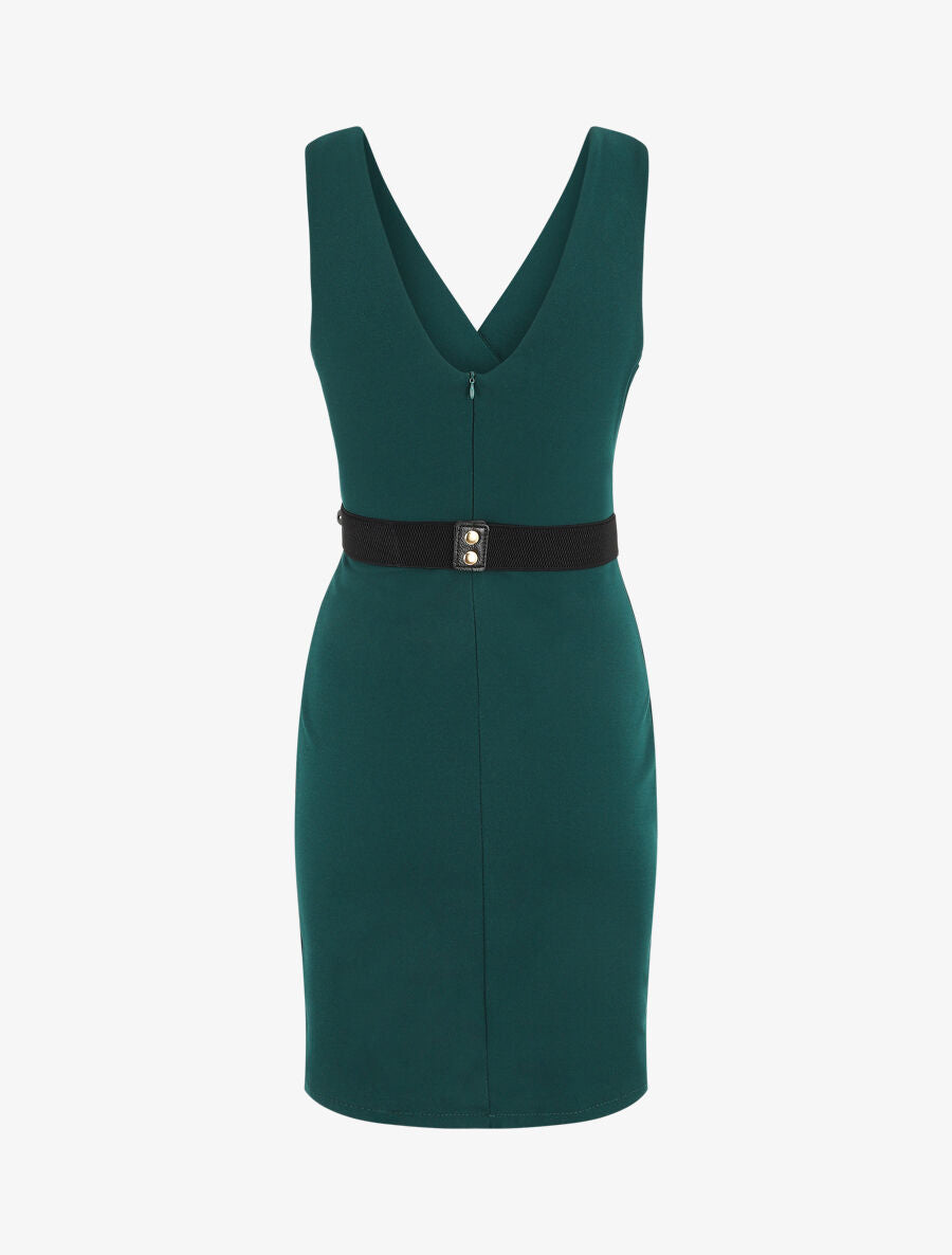 Robe courte ajustée sans manches - Vert sapin - 3