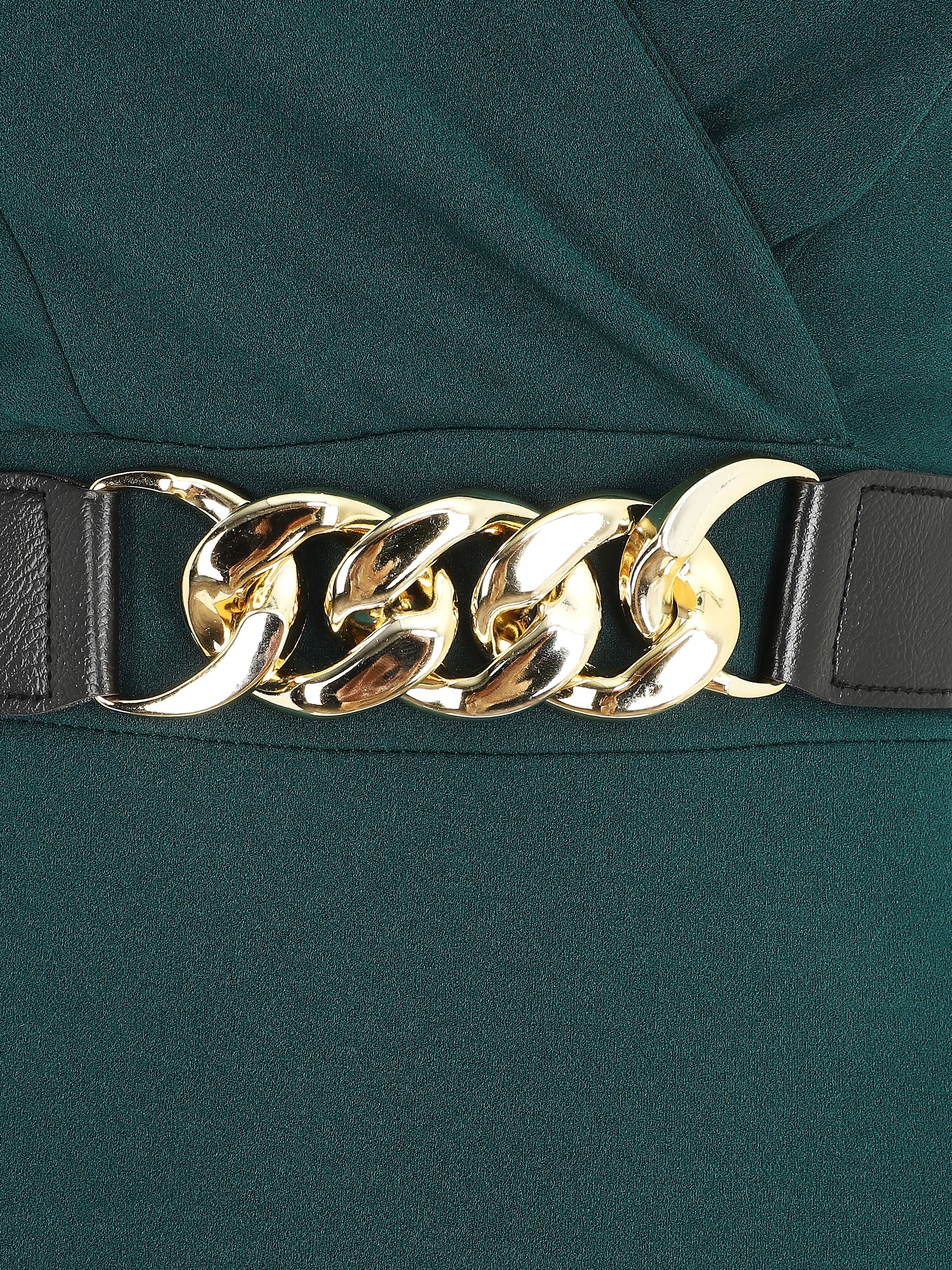 Robe courte ajustée sans manches - Vert sapin - 4