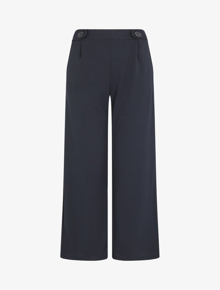 Pantalon ample à taille élastiquée - Marine - 3