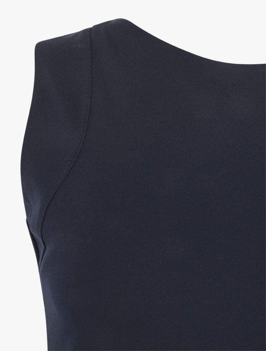 Robe longue drapée sans manches - Marine - 3