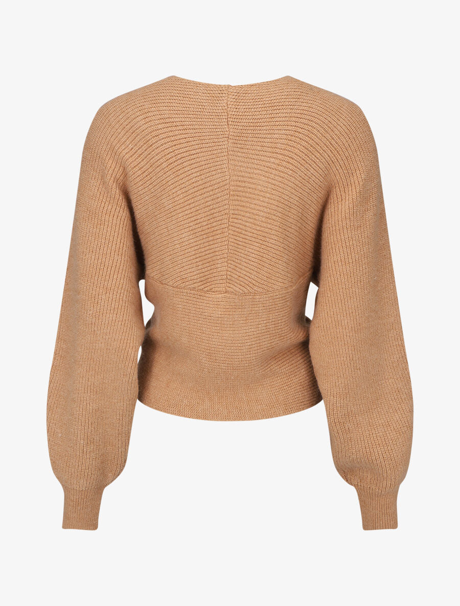Pull uni col cache-coeur et bas asymétrique - Camel - 2