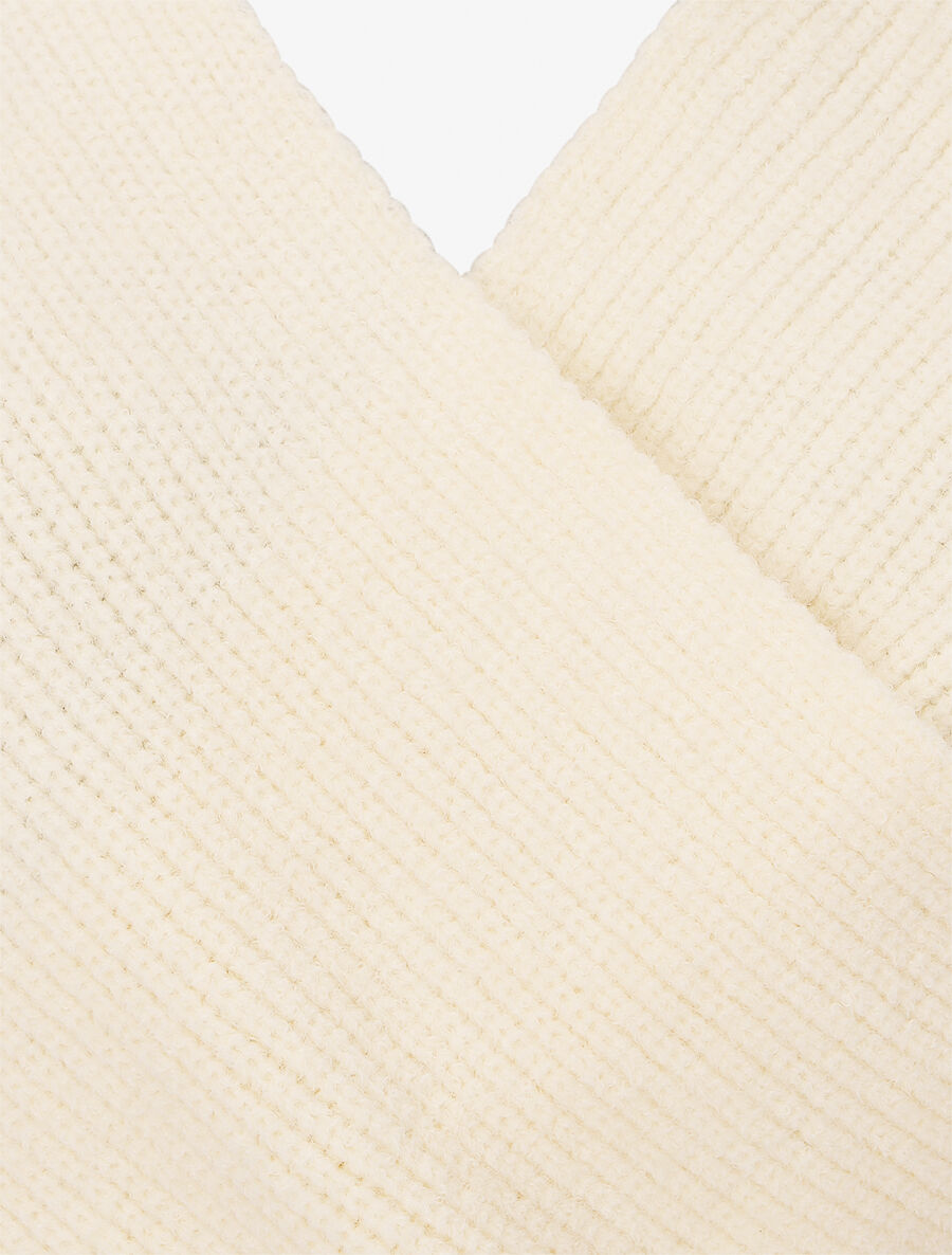 Pull uni col cache-coeur et bas asymétrique - Beige - 3