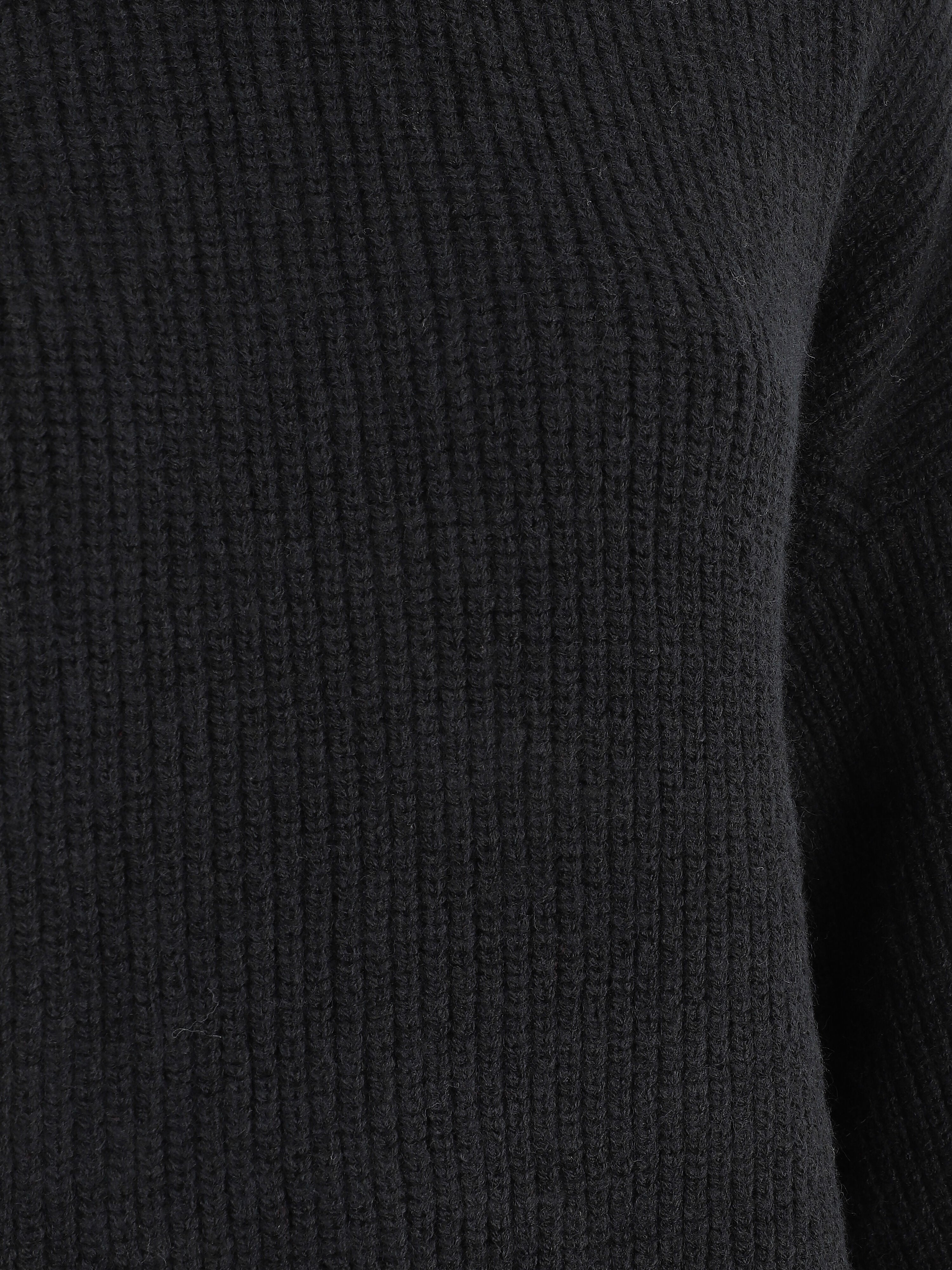 Pull uni à col rond - Noir - 3