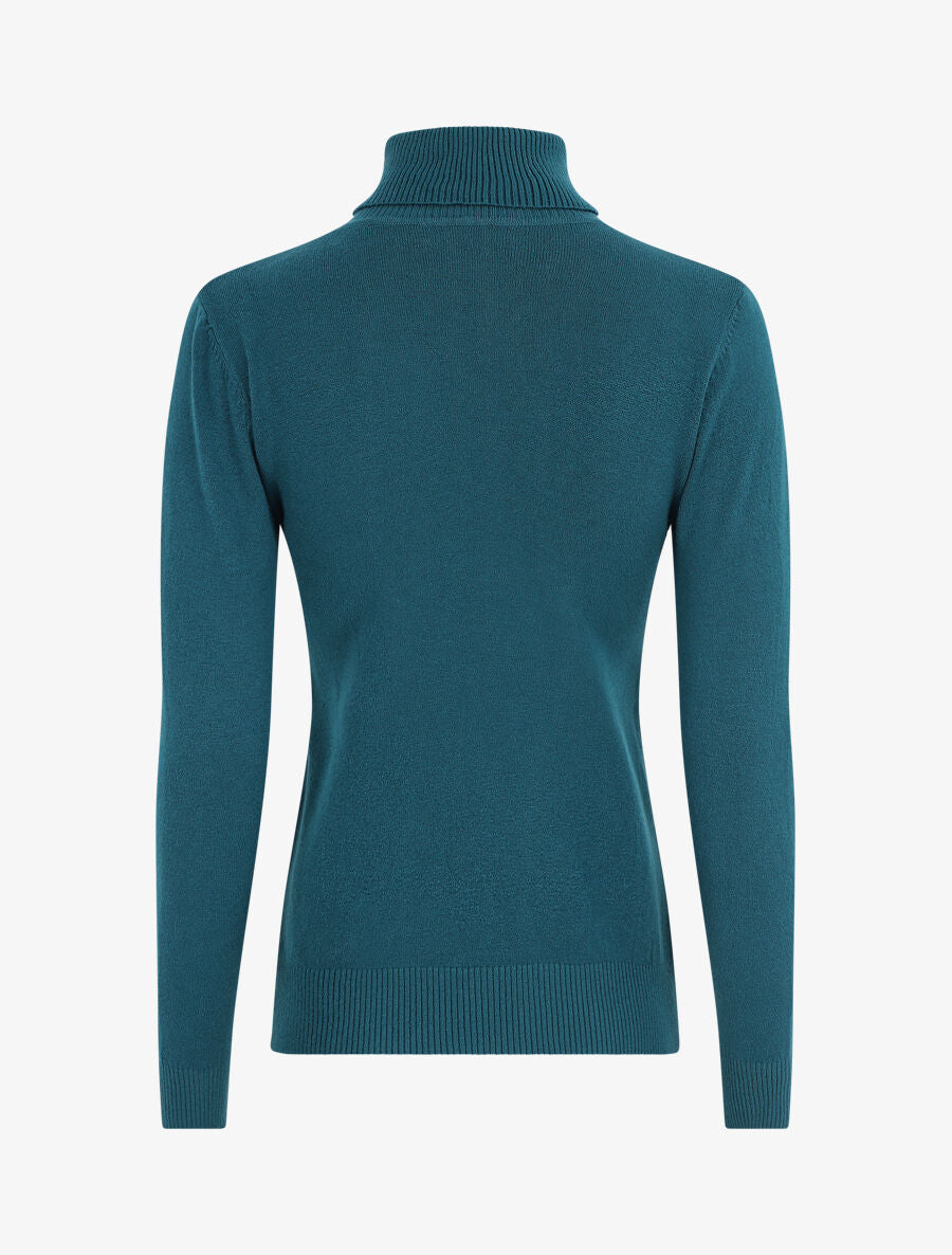 Pull uni à col roulé - Bleu canard - 2