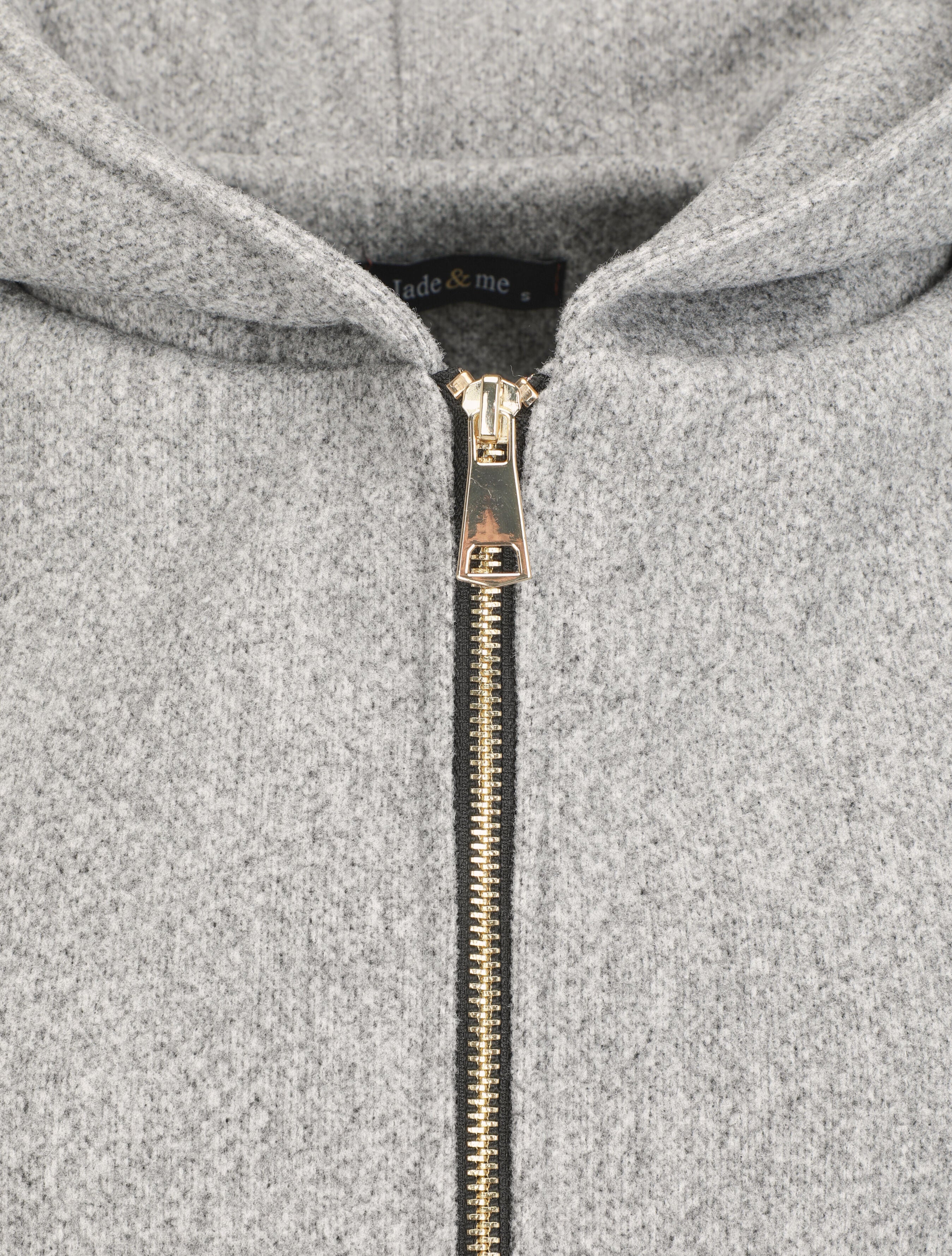 Manteau zippé à capuche - Gris - 3