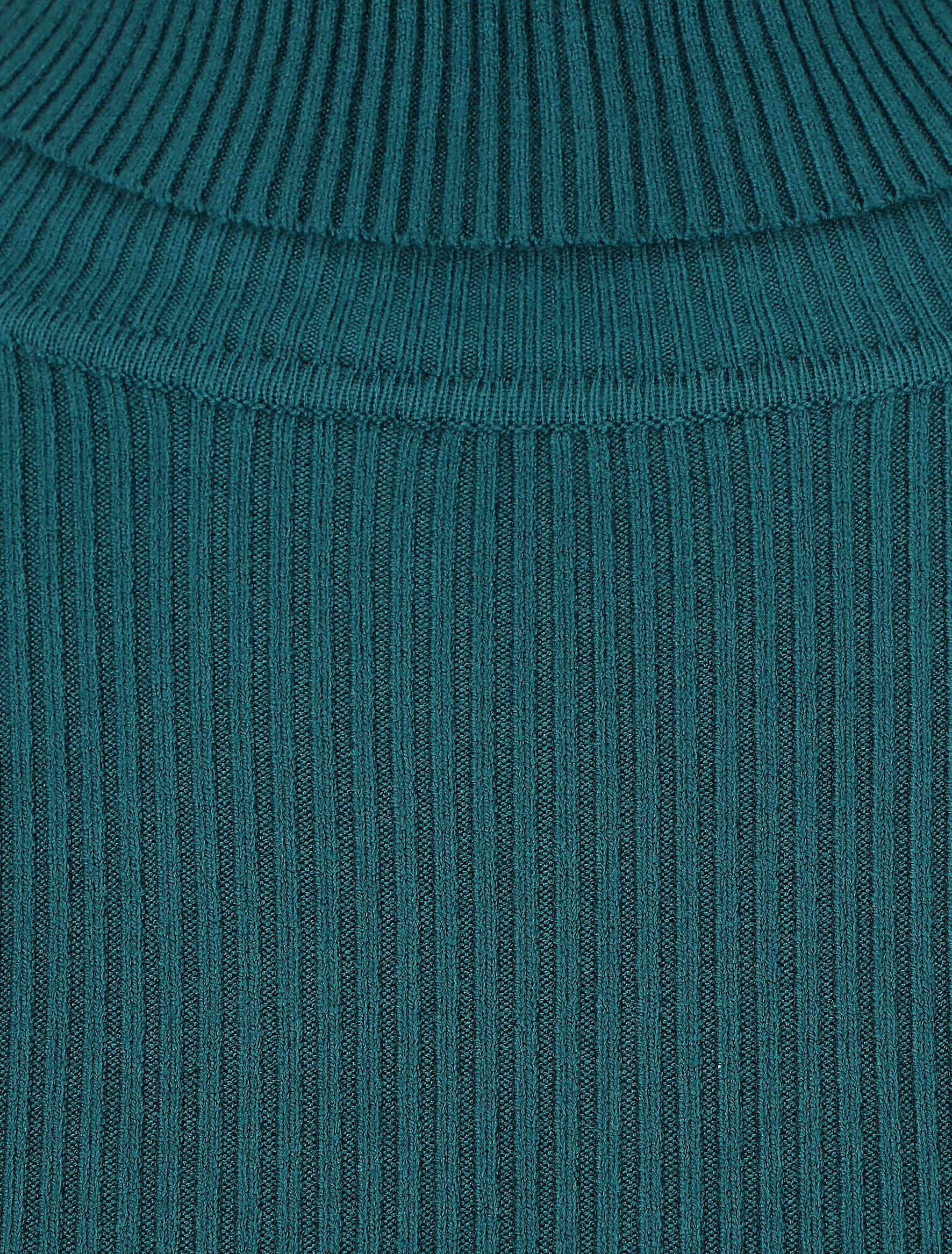 Pull col roulé uni ajusté - Bleu canard - 3