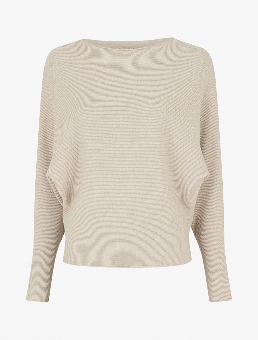 Pull col bateau ajusté - Beige - 1