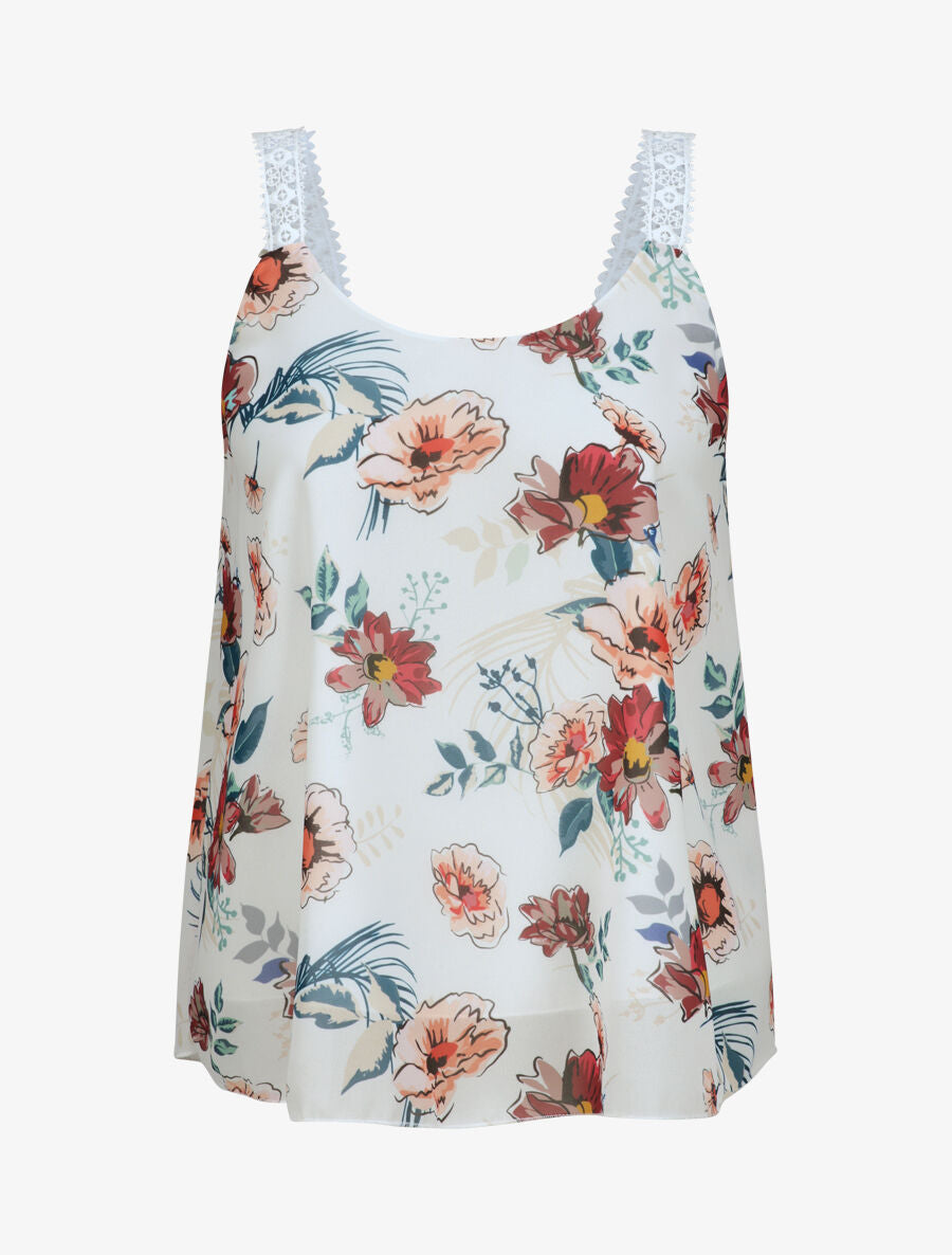 Top en voile imprimé fleurs d&