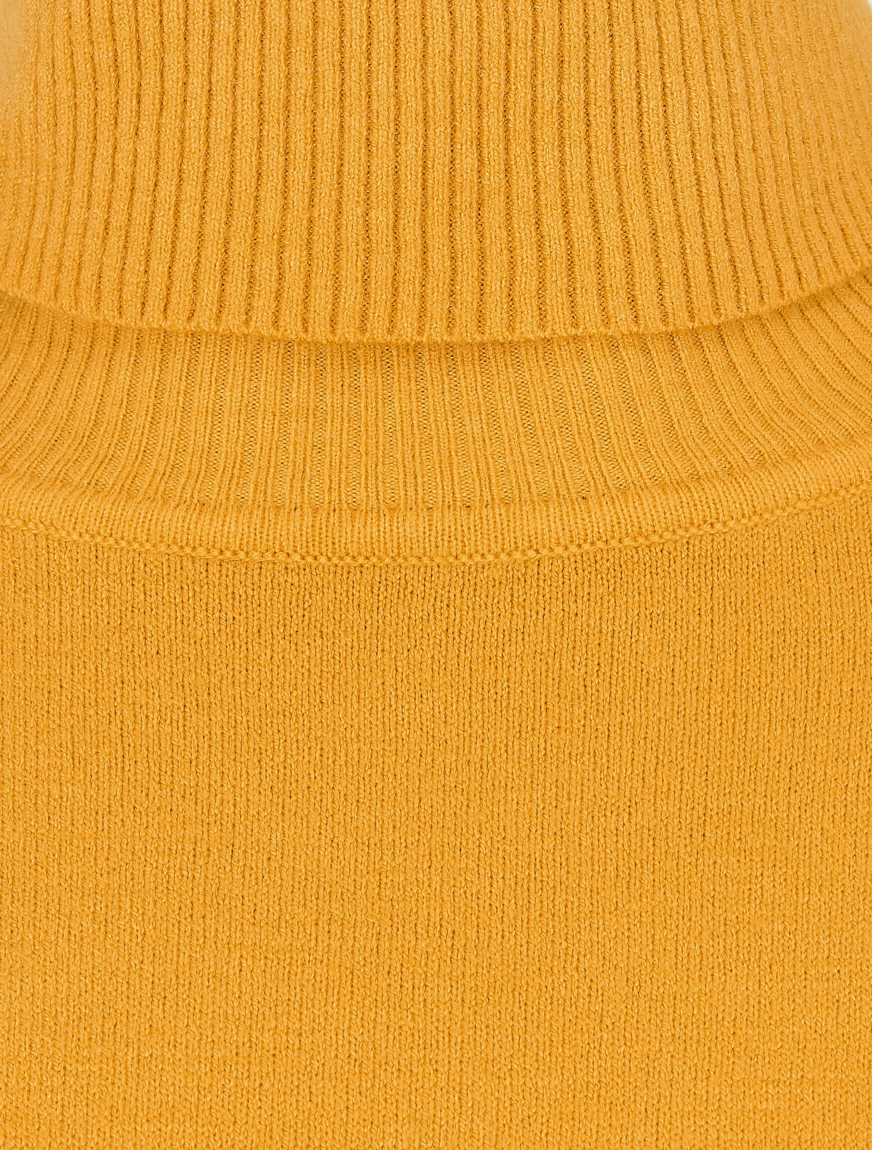 Pull fin uni col roulé - Jaune moutarde - 3