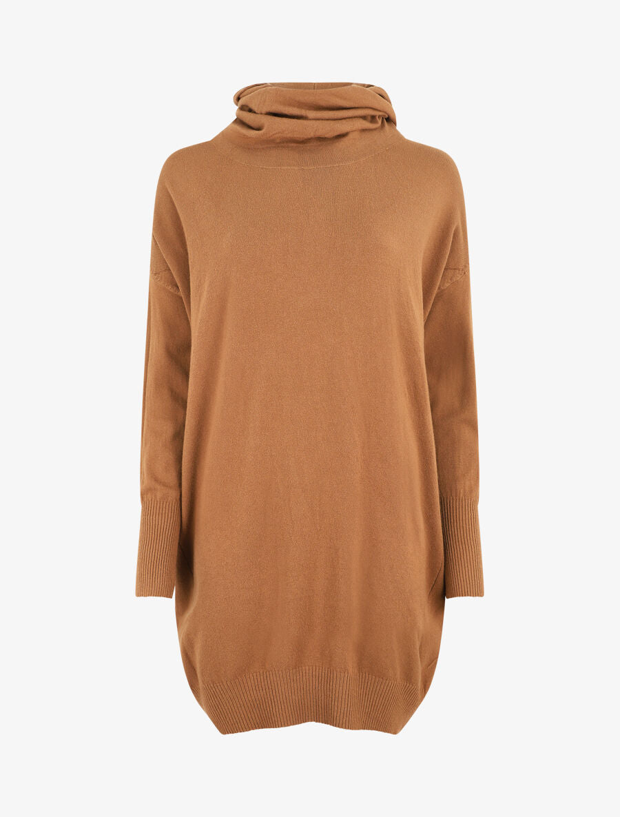 Robe pull ample à col roulé - Camel - 5