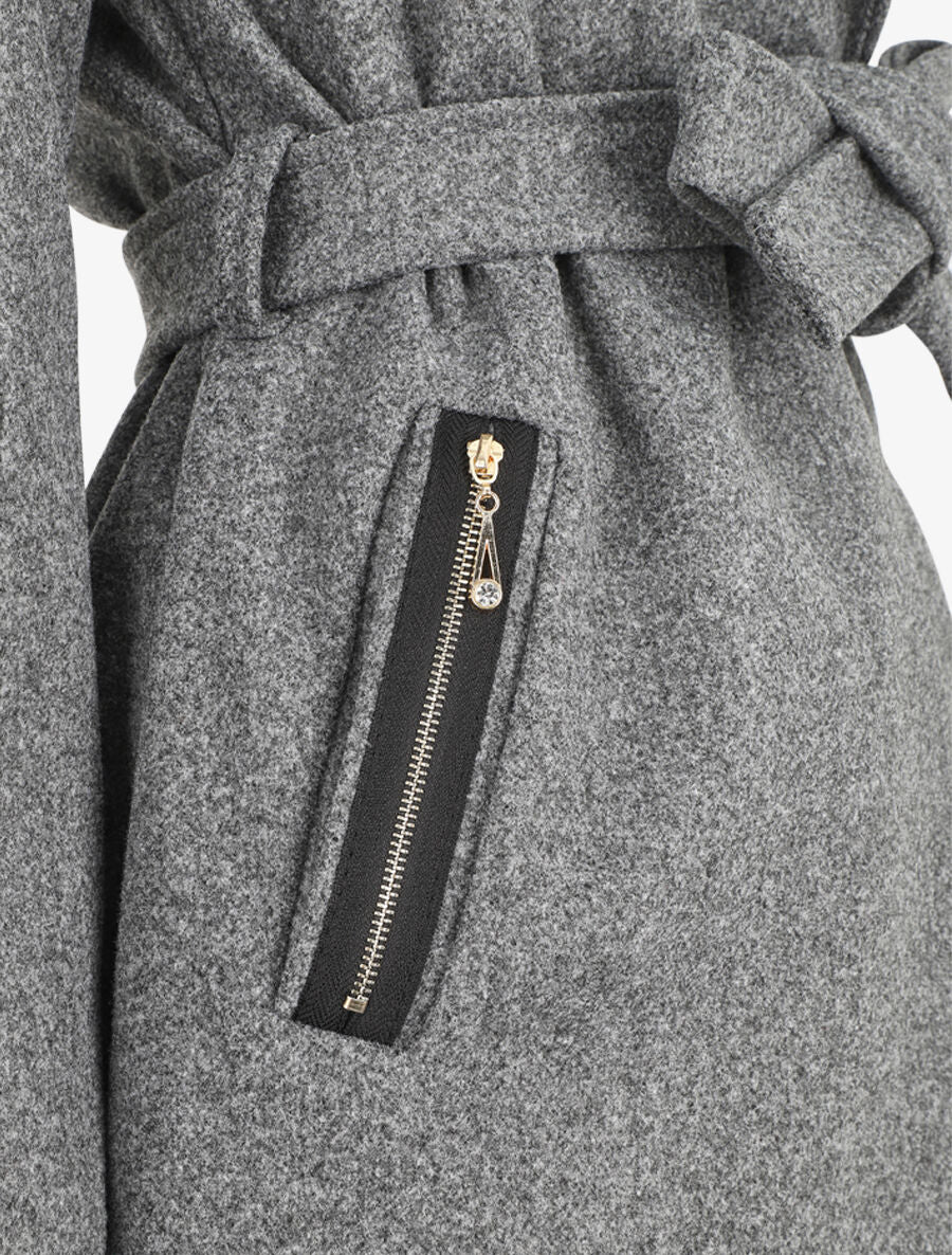 Manteau à col châle - Gris chiné - 3