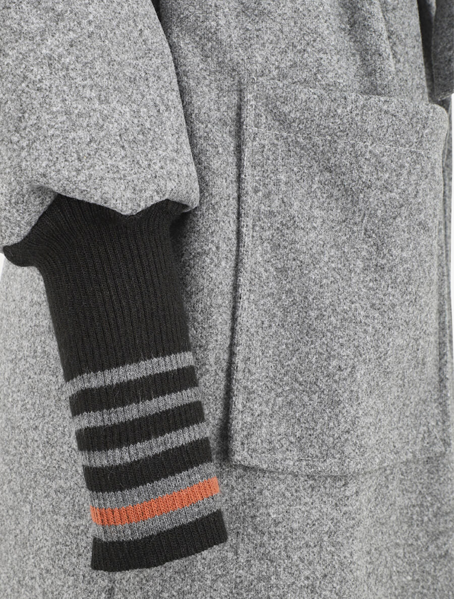 Manteau à poignets empiécés - Gris chiné - 3