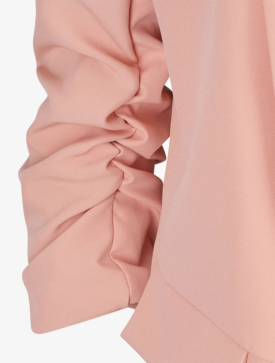 Blazer droit uni manches 3/4 froncées - Rose - 3