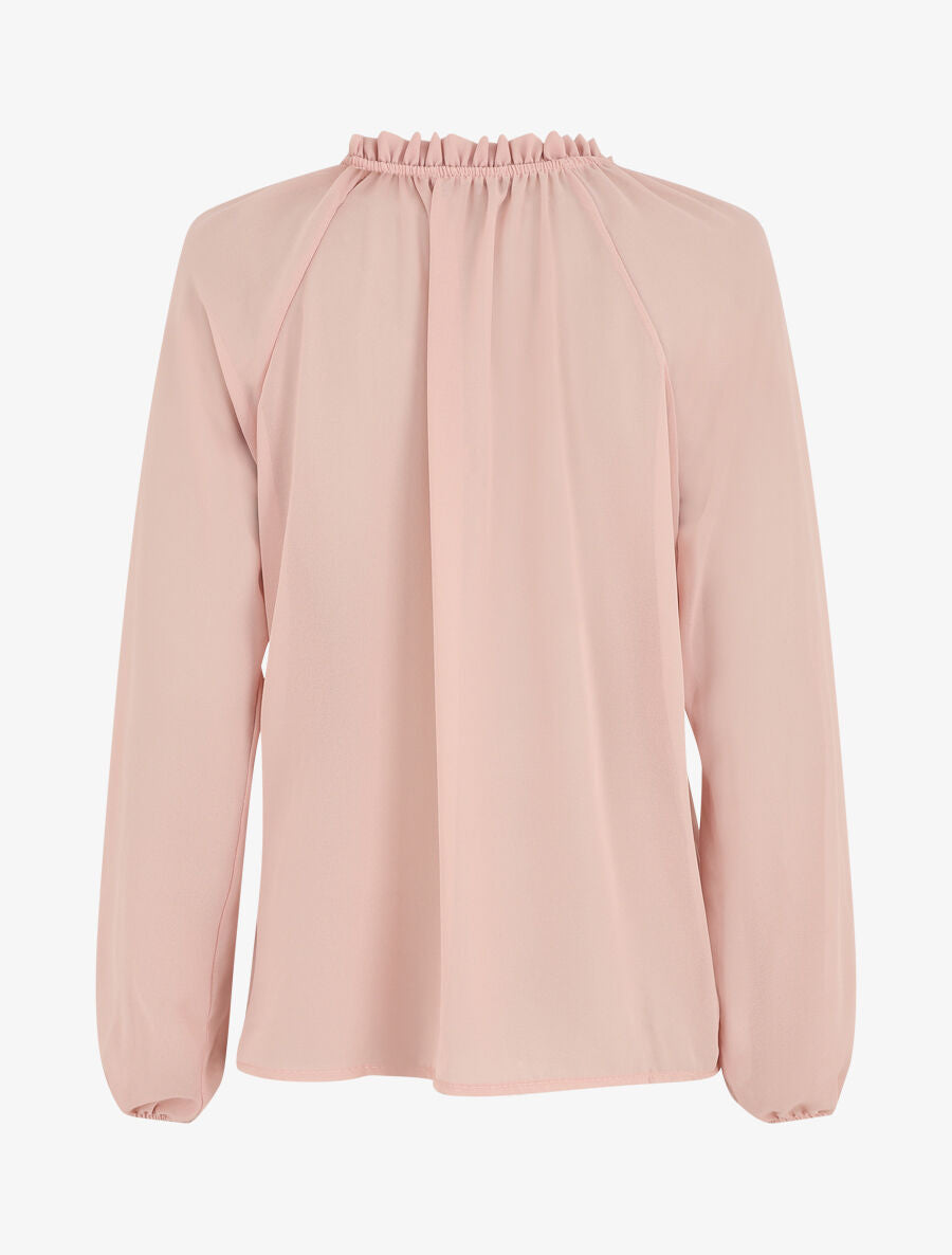 Blouse ample unie manches longues - Rose - 2