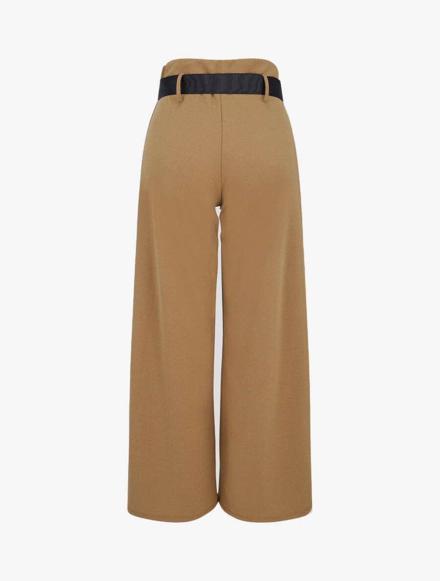 Pantalon ample à taille haute froncée - Camel - 2