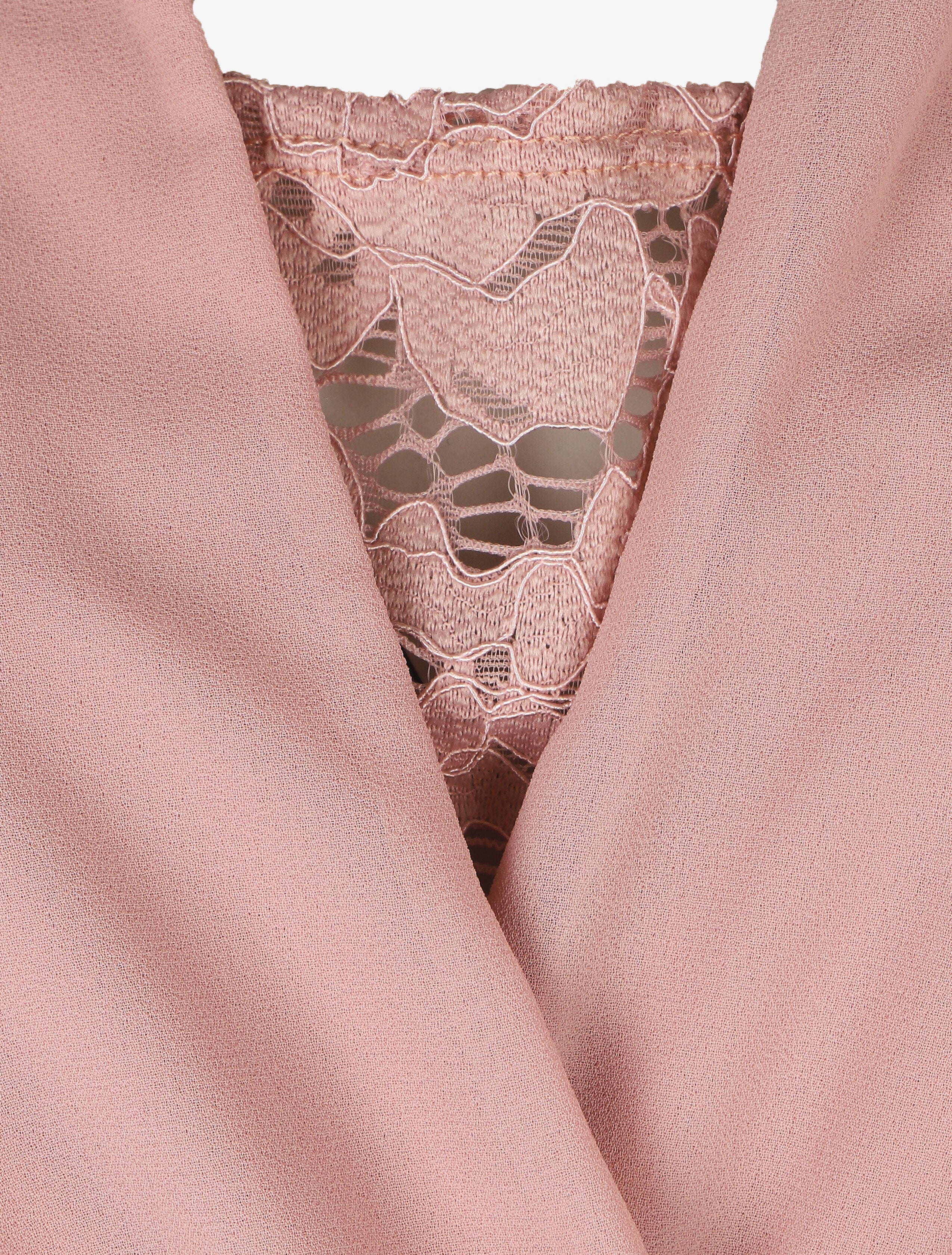 Robe mi-longue évasée sans manches col cache-coeur - Rose - 3