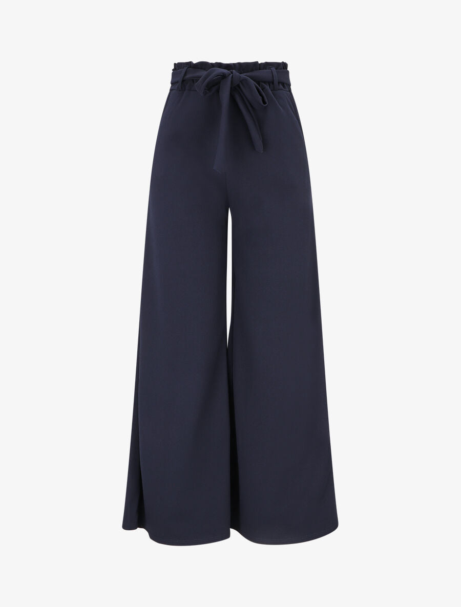 Pantalon uni ample fluide - Marine - 1