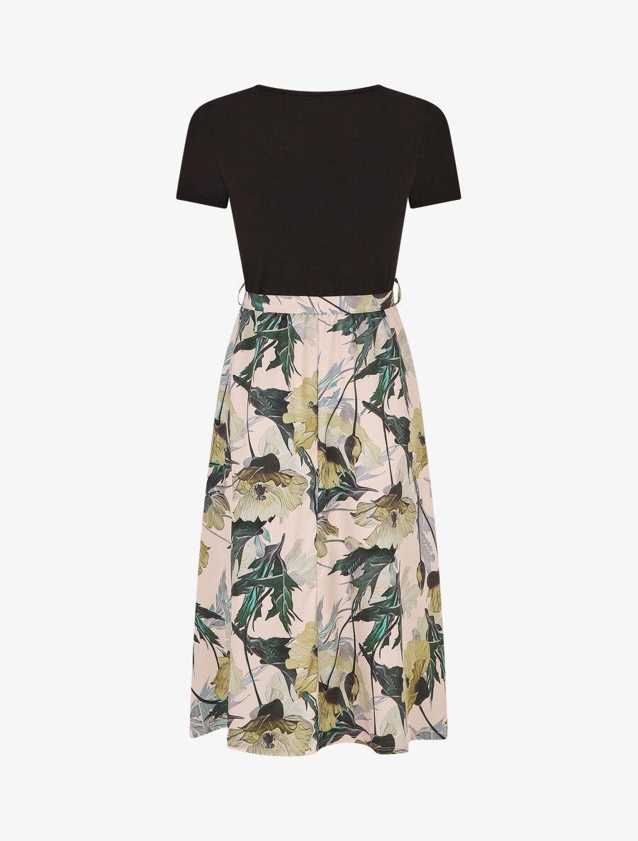 Robe-bi matière imprmé fleuri - Vert - 2