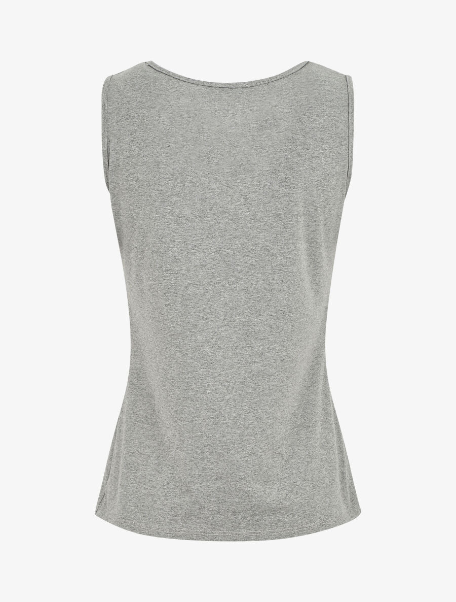 Top uni sans manches et boutons décoratifs - Gris - 2