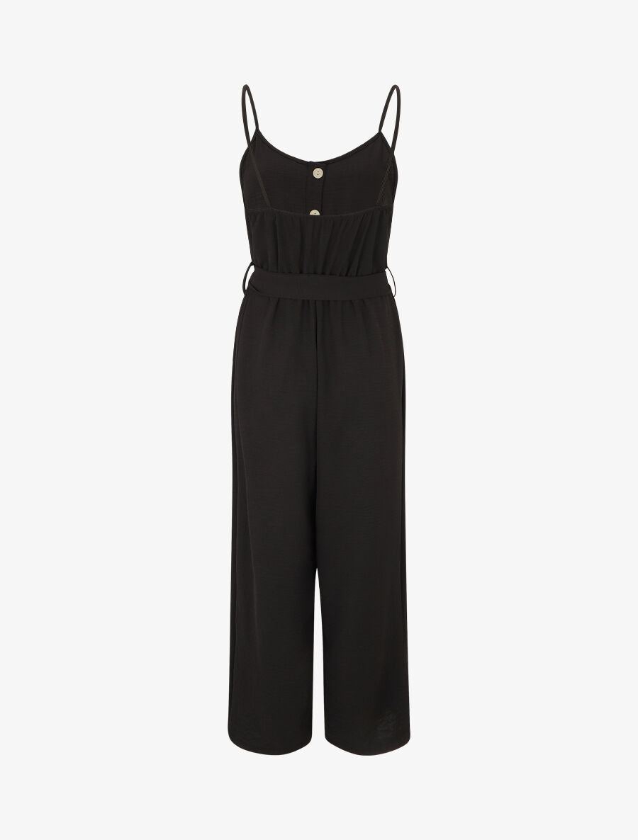 Combinaison unie fluide à taille élastiquée - Noir - 2