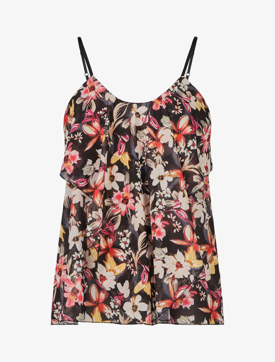 Caraco volanté à imprimé fleuri - Noir - 4