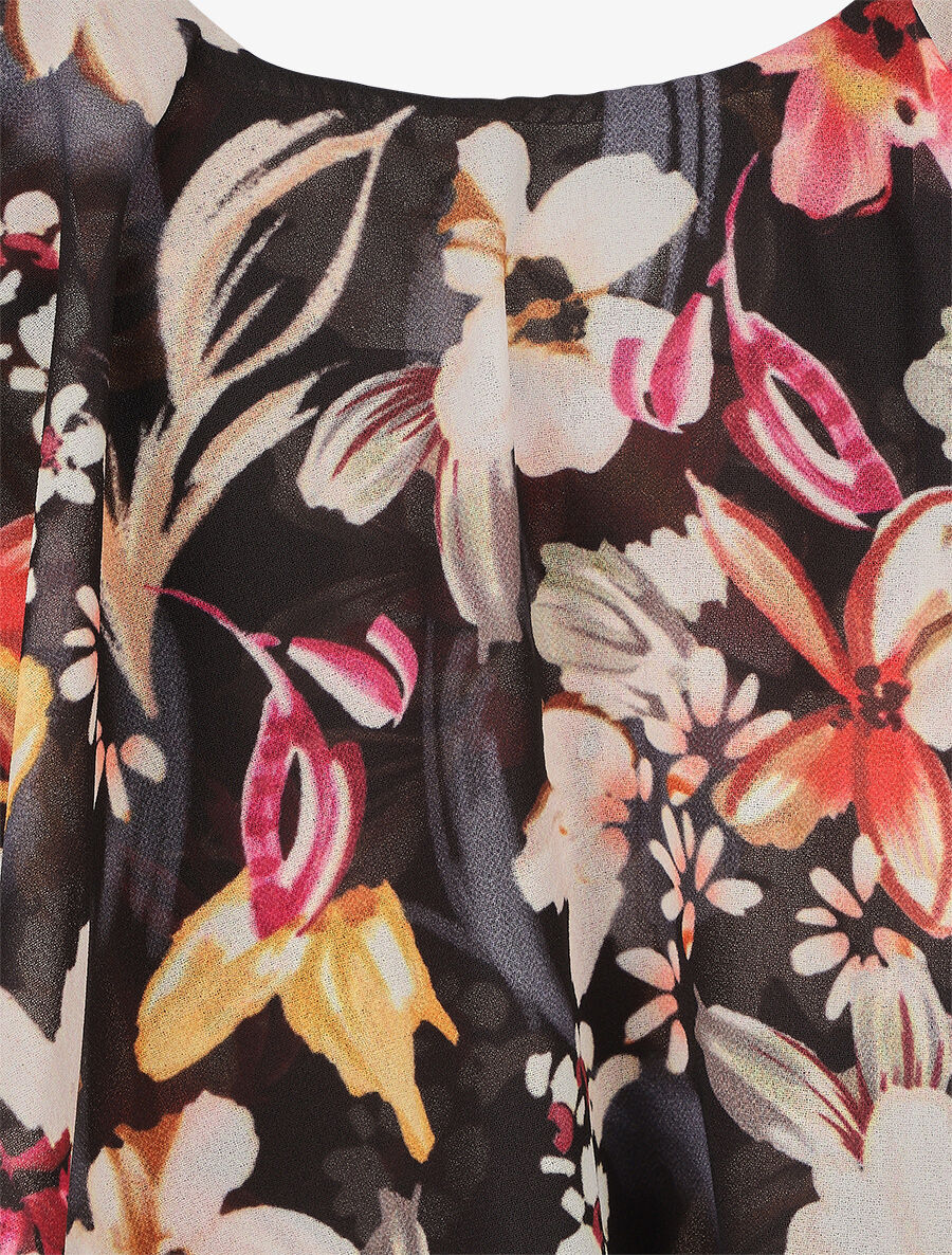 Caraco volanté à imprimé fleuri - Noir - 3