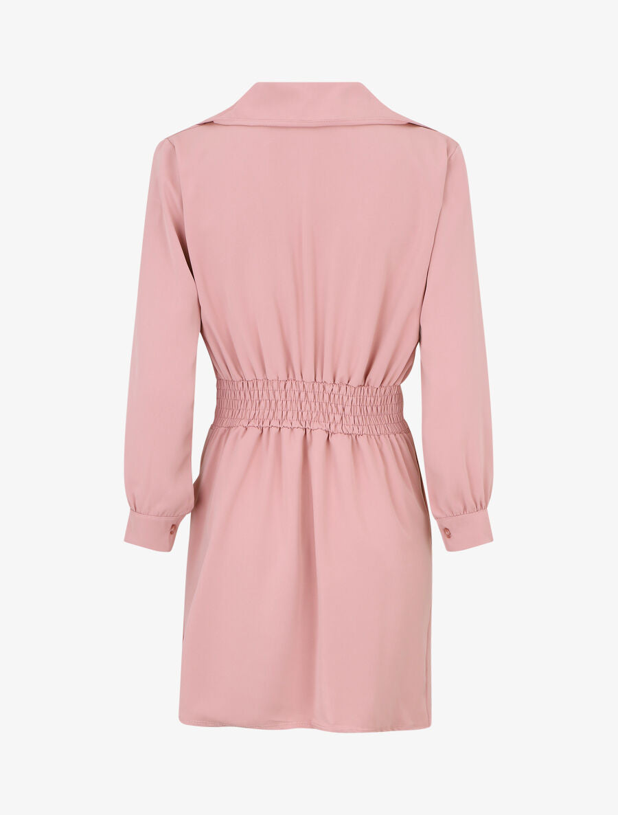 Robe courte élastiquée - Rose - 2