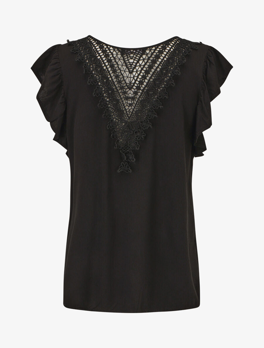 Top sans manches uni dos en crochet - Noir - 2