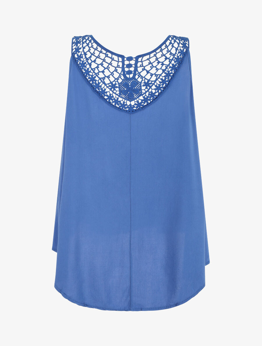 Top uni et broderies au dos - Bleu - 2