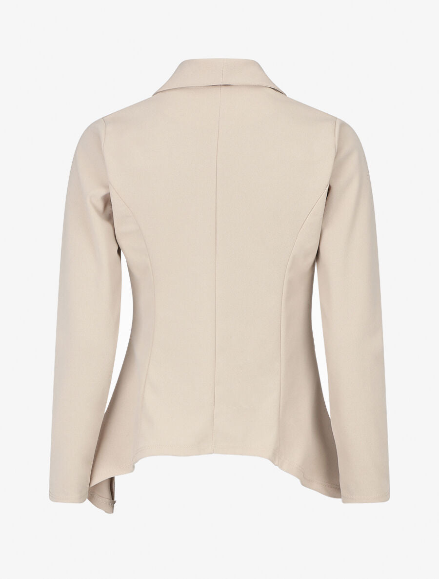 Blazer uni à bords ondulés - Beige - 2