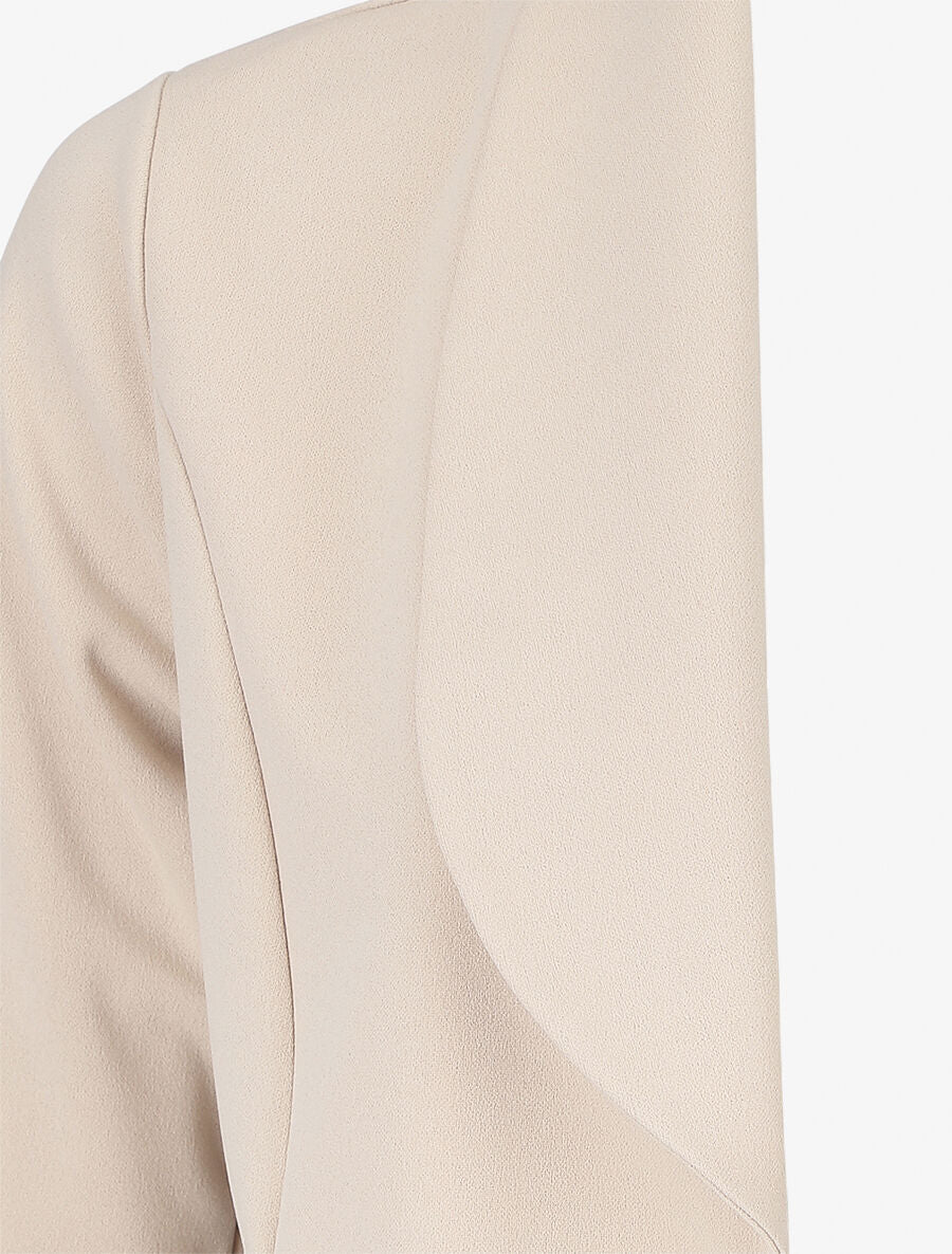 Blazer uni à bords ondulés - Beige - 3