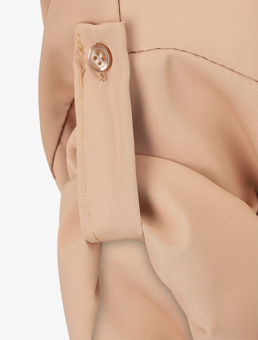 Blouse fluide à manches retroussables - Camel - 3