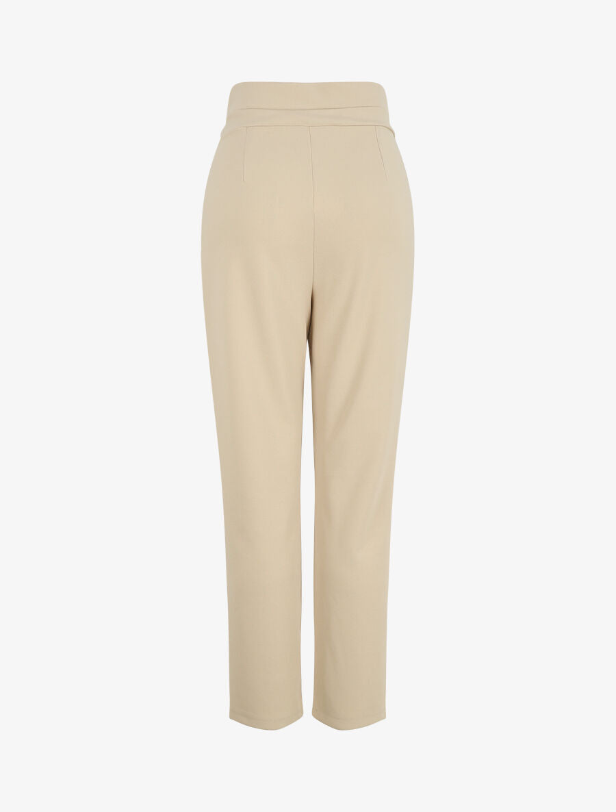 Pantalon fluide uni - Beige - 2