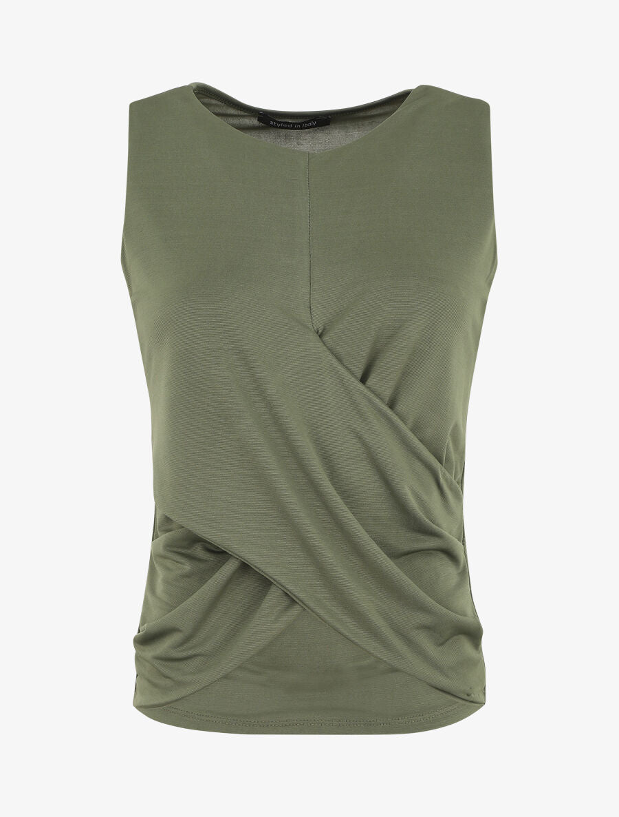 Top uni à base asymétrique - Kaki - 5