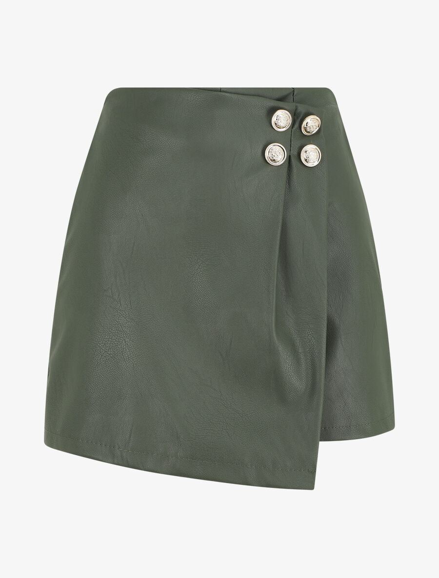 Short en simili style portefeuille - Kaki - 1