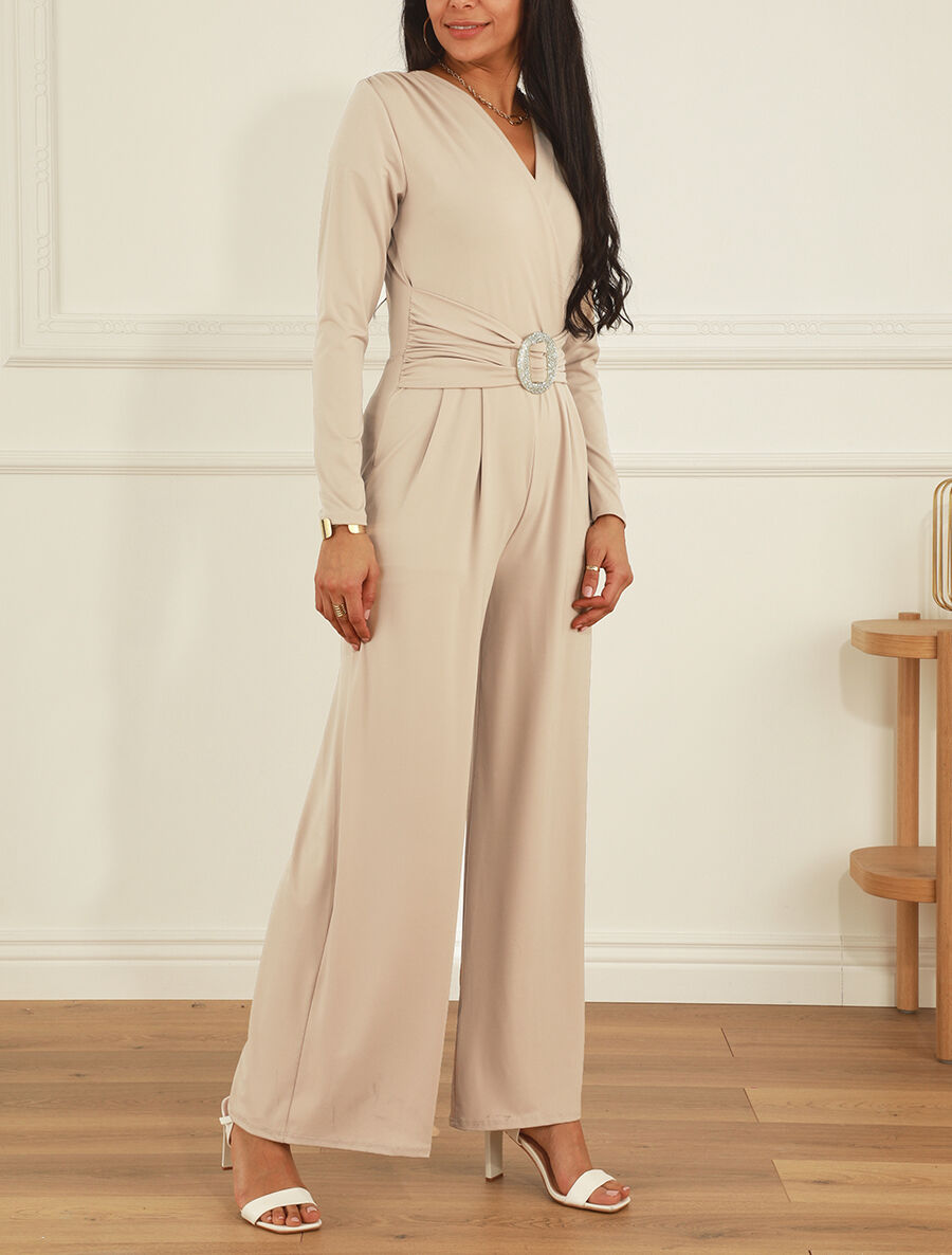 Combinaison fluide à boucle stylisée - Beige - 4