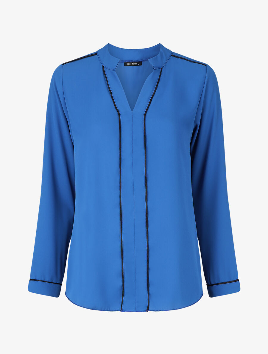 Blouse en voile à col V - Bleu roi - 5