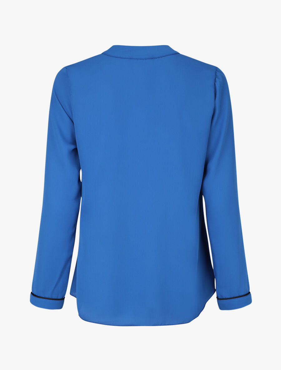 Blouse en voile à col V - Bleu roi - 2