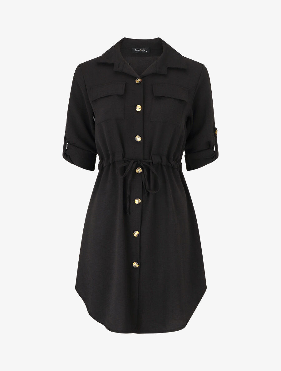 Robe chemise unie - Noir - 5